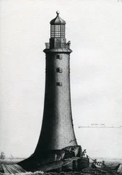 Södra höjden av stenfyren färdigställdes på Edystone 1759, 1763